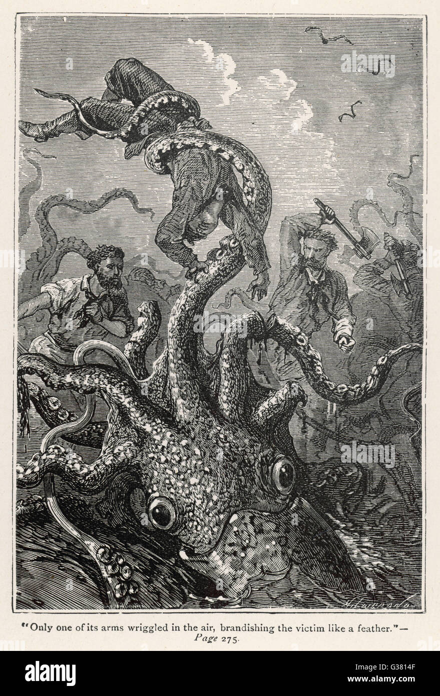 "20 000 lieues SOUS LES MERS' [20 000 lieues sous la mer] l'encornet affirme une victime Date : 1870 Banque D'Images