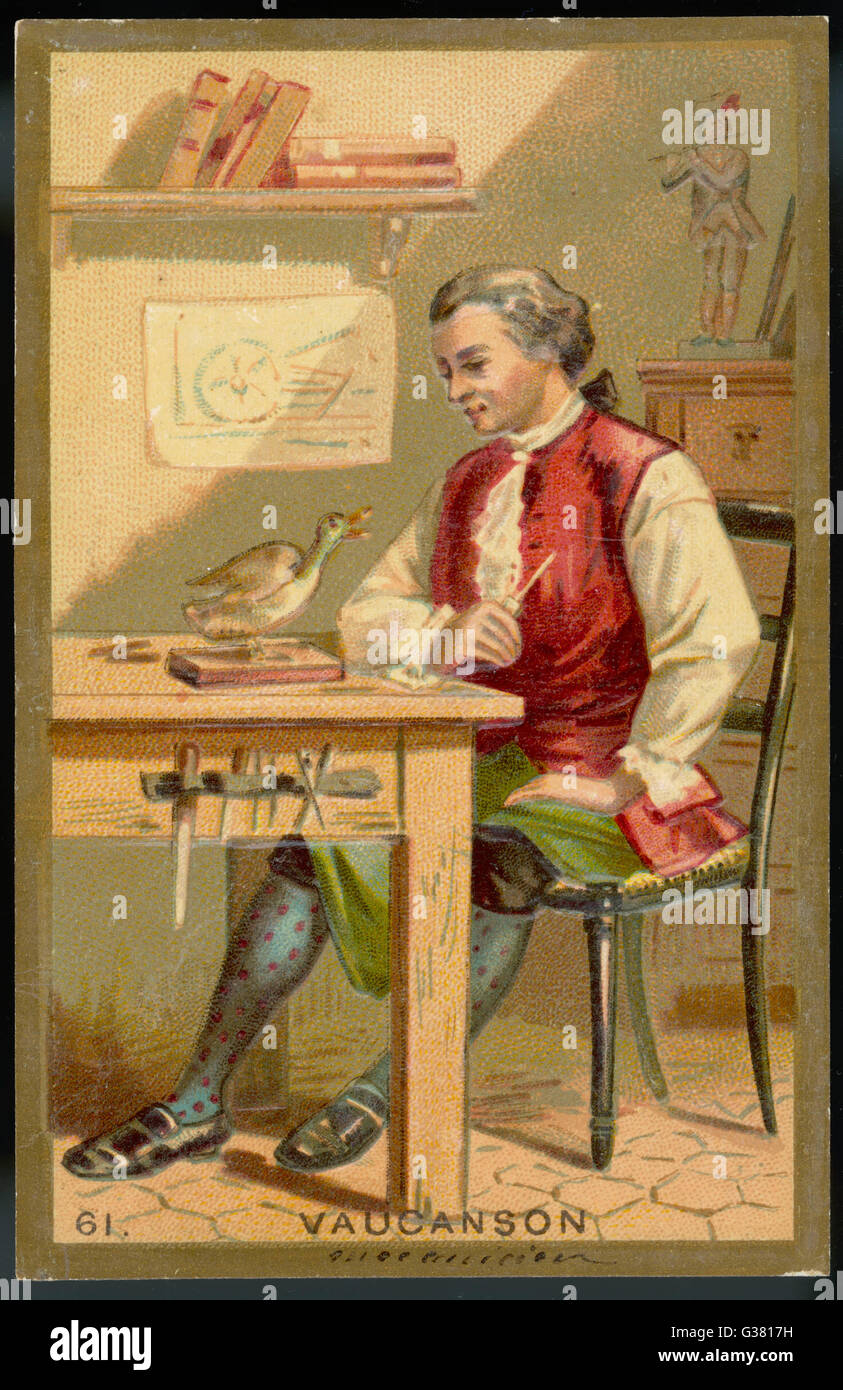 JACQUES DE VAUCANSON inventeur français de machines textiles, également des automates dont 'The Duck" indiqué sur cette photo Date : 1709 - 1782 Banque D'Images