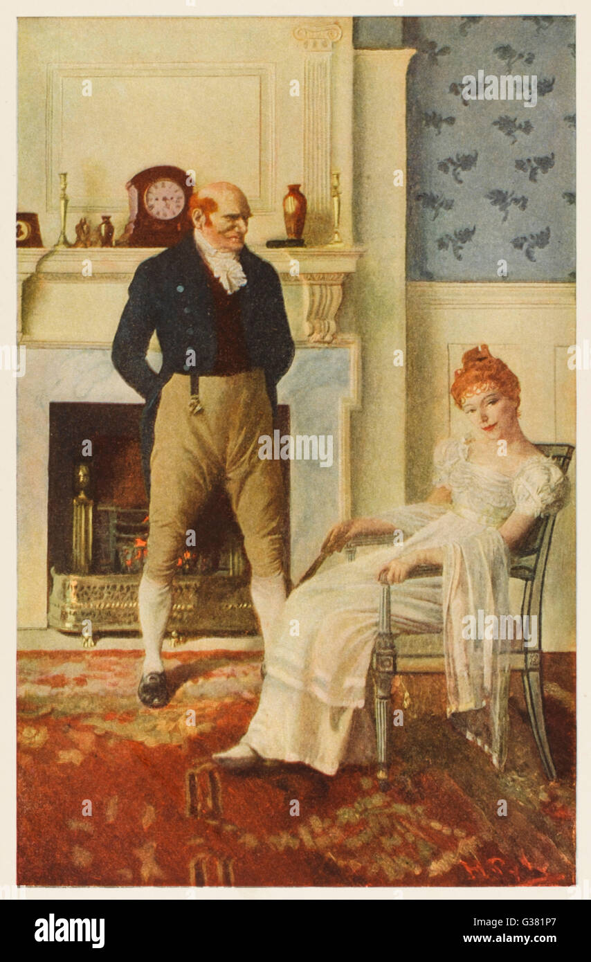 Becky Sharp et Lord Steyne. Date : Première publication : 1848 Banque D'Images