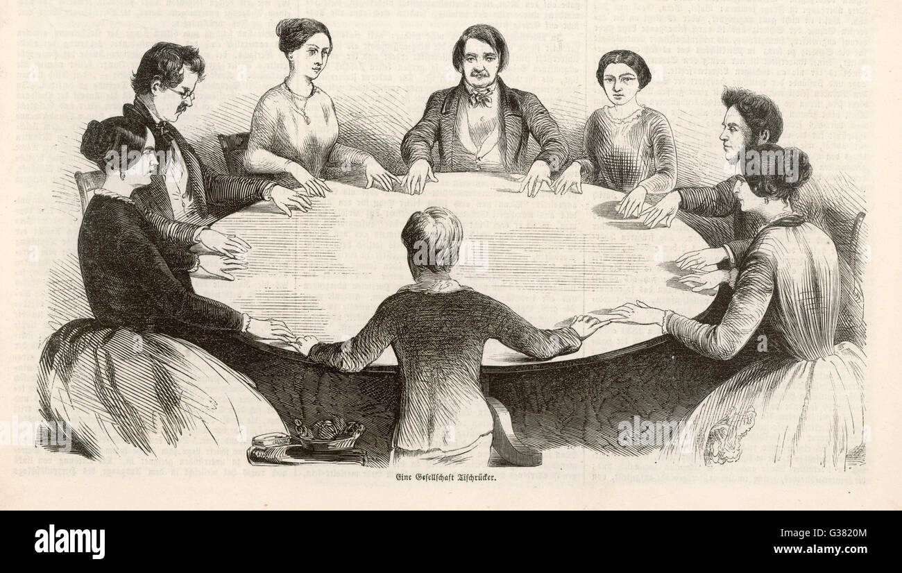 Le spiritisme vient d'Allemagne - une table de levage-seance à Leipzig dans les premiers jours Date : 1853 Banque D'Images
