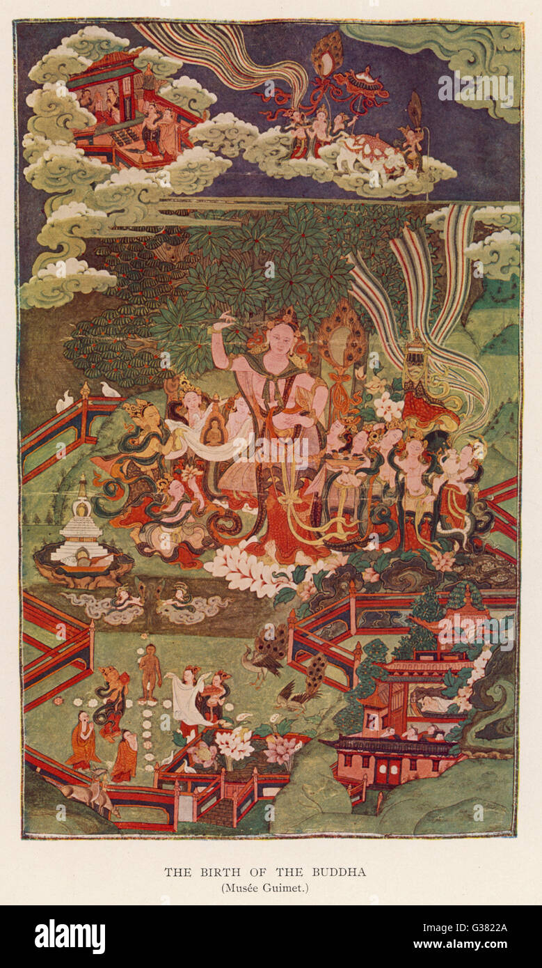 La naissance du Bouddha Date : 1877 Banque D'Images