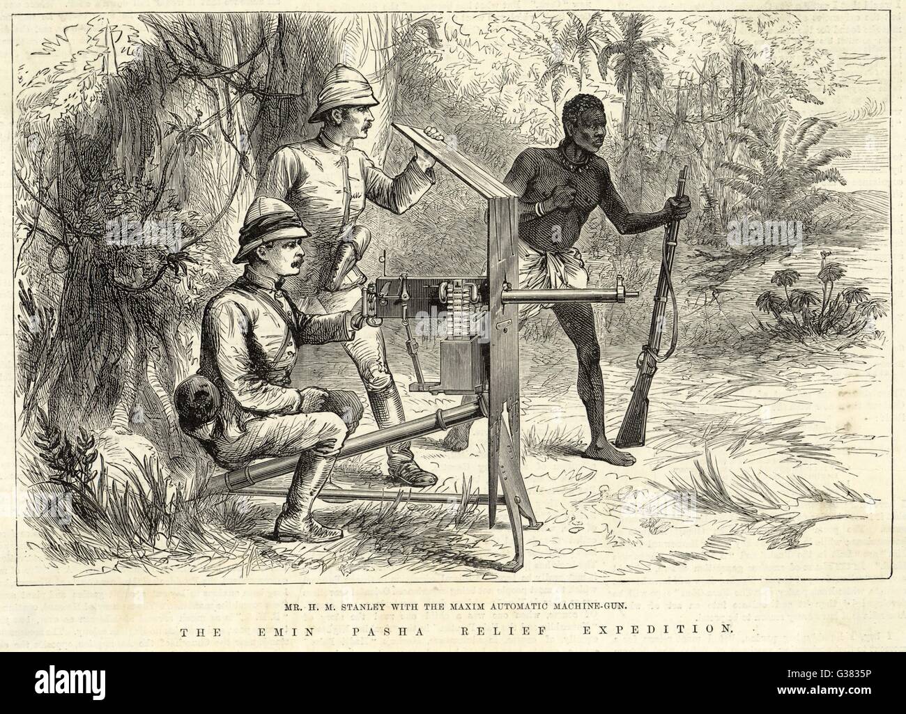 La maxime l'explorateur d'ARMES À FEU H M Stanley est d'avis qu'il est utile au cours de l'expédition de secours à Emin Pasha Afrique centrale Date : 1887 Banque D'Images