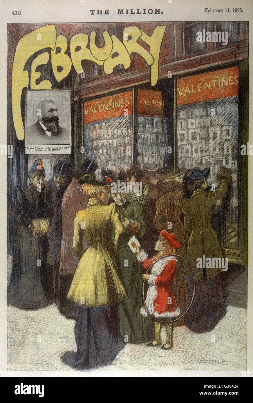 Shopping pour cartes de la Saint-Valentin Date : 1893 Banque D'Images