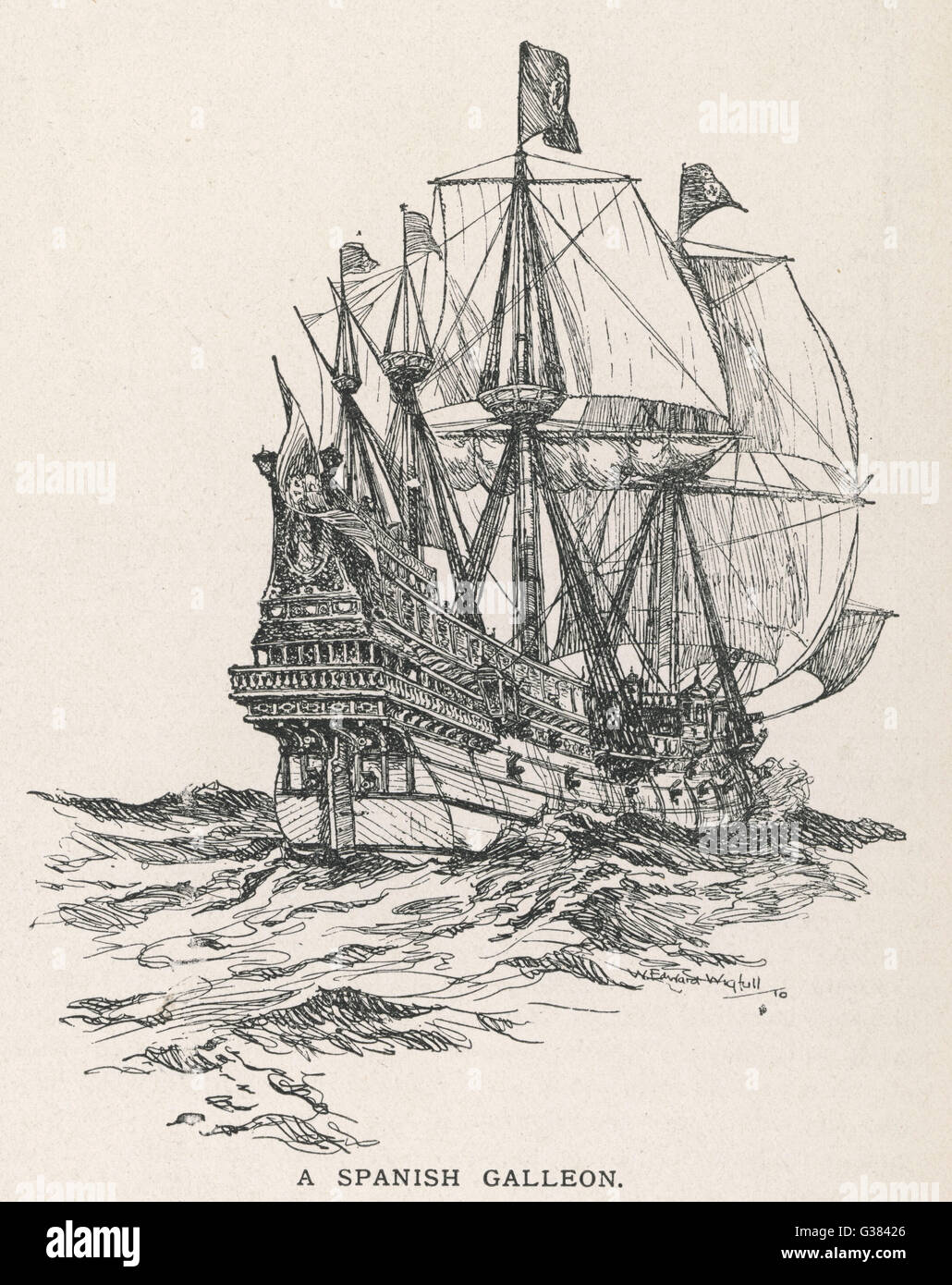 Un galion espagnol, du type qui a navigué avec l'Armada en 1588 Date : vers 1580 Banque D'Images