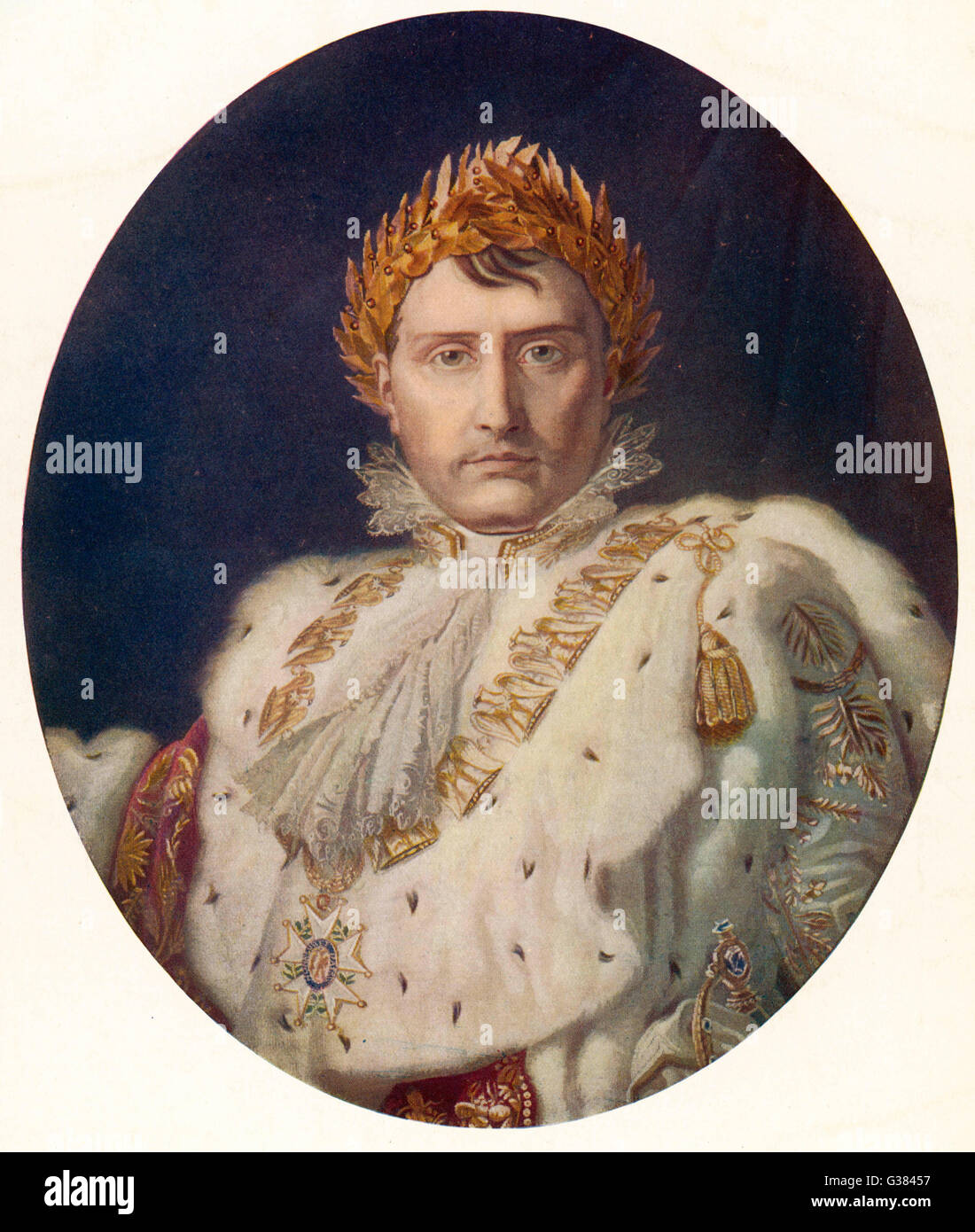Napoléon I portrait ovale de Napoléon dans ses robes de couronnement en 1804 Date : 1769 - 1821 Banque D'Images