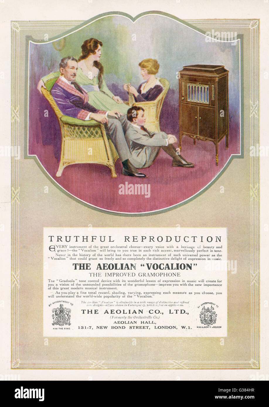 'Vérité' - Reproduction l'Aeolian Vocalion 'plaisirs' la famille Date : 1917 Banque D'Images