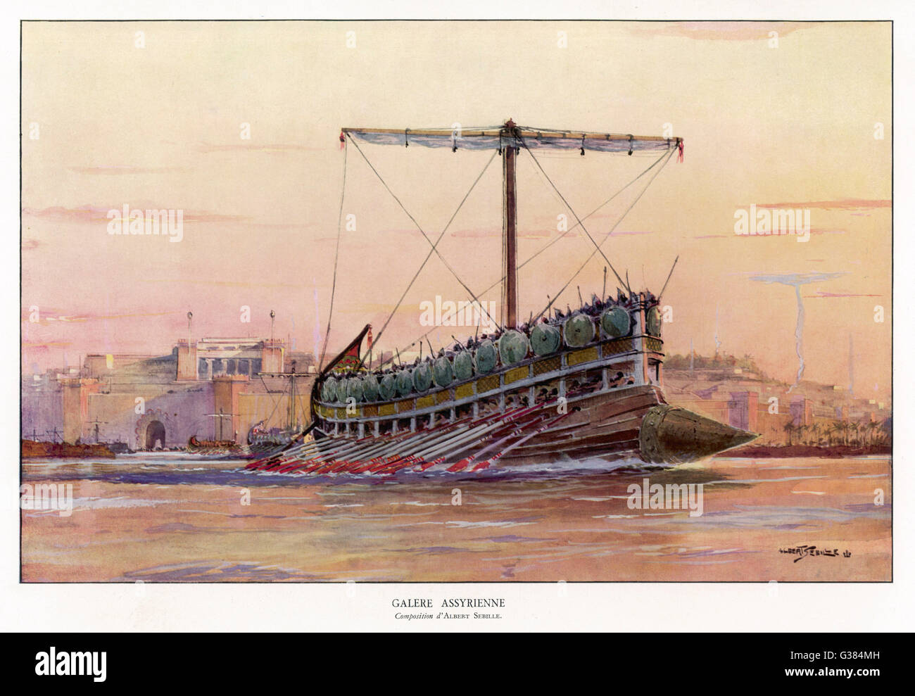 Un Assyrien galley Date : BC Banque D'Images