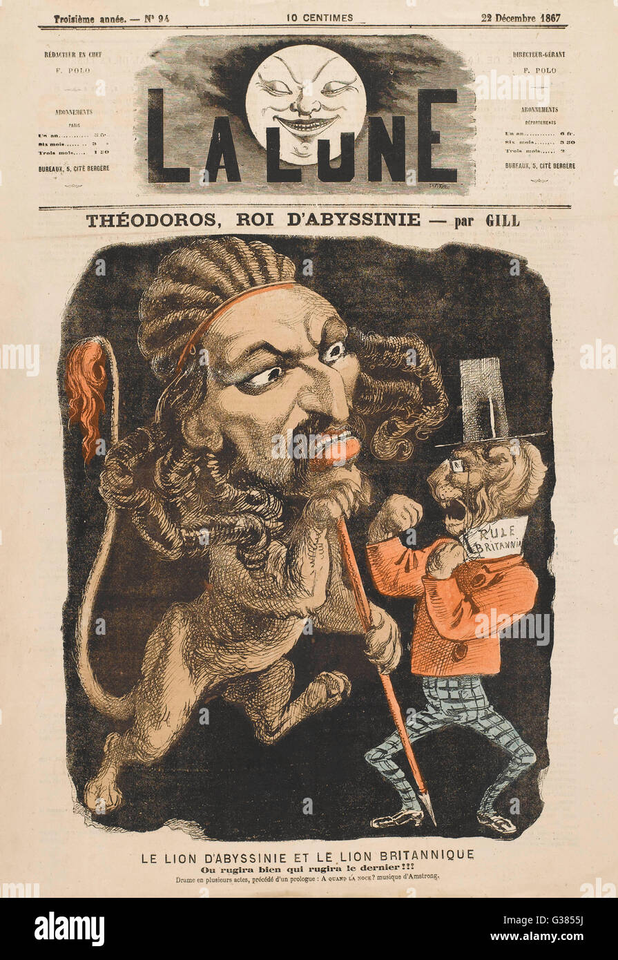 THEODOR KASSA, empereur d'Ethiopie après une première réformes qu'il est devenu fou, provoquant les Britanniques qui défait à lui à Magdala, il s'est ensuite suicidé Date : 1818 - 1868 Banque D'Images