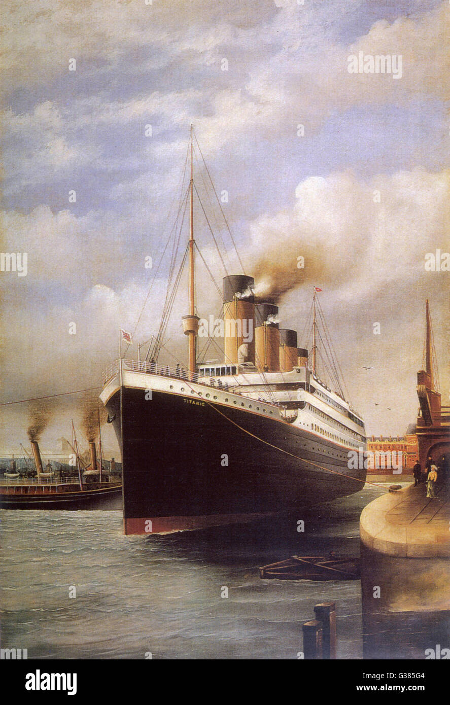 Le Titanic à quai avant son voyage désastreux Date : 1912 Banque D'Images