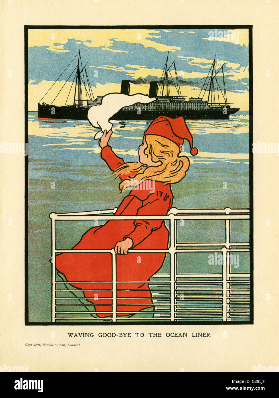 Une petite fille des courbes pour un paquebot Date : vers 1905 Banque D'Images