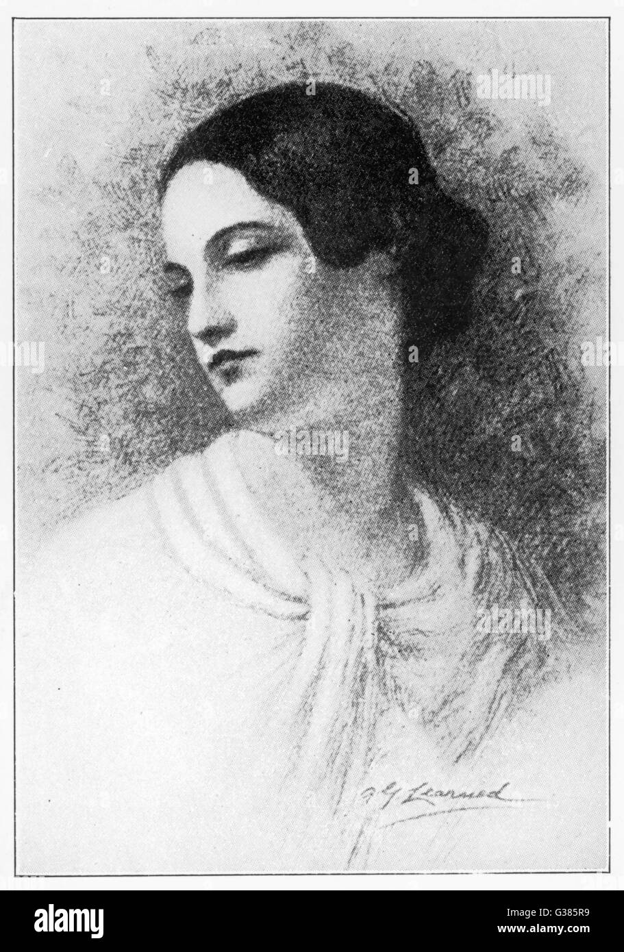 Virginie épouse de POE, Edgar Allan Poe meurt de la tuberculose à l'âge de 23 ans, ainsi que la folie de son mari Date : 1822 - 1845 Banque D'Images
