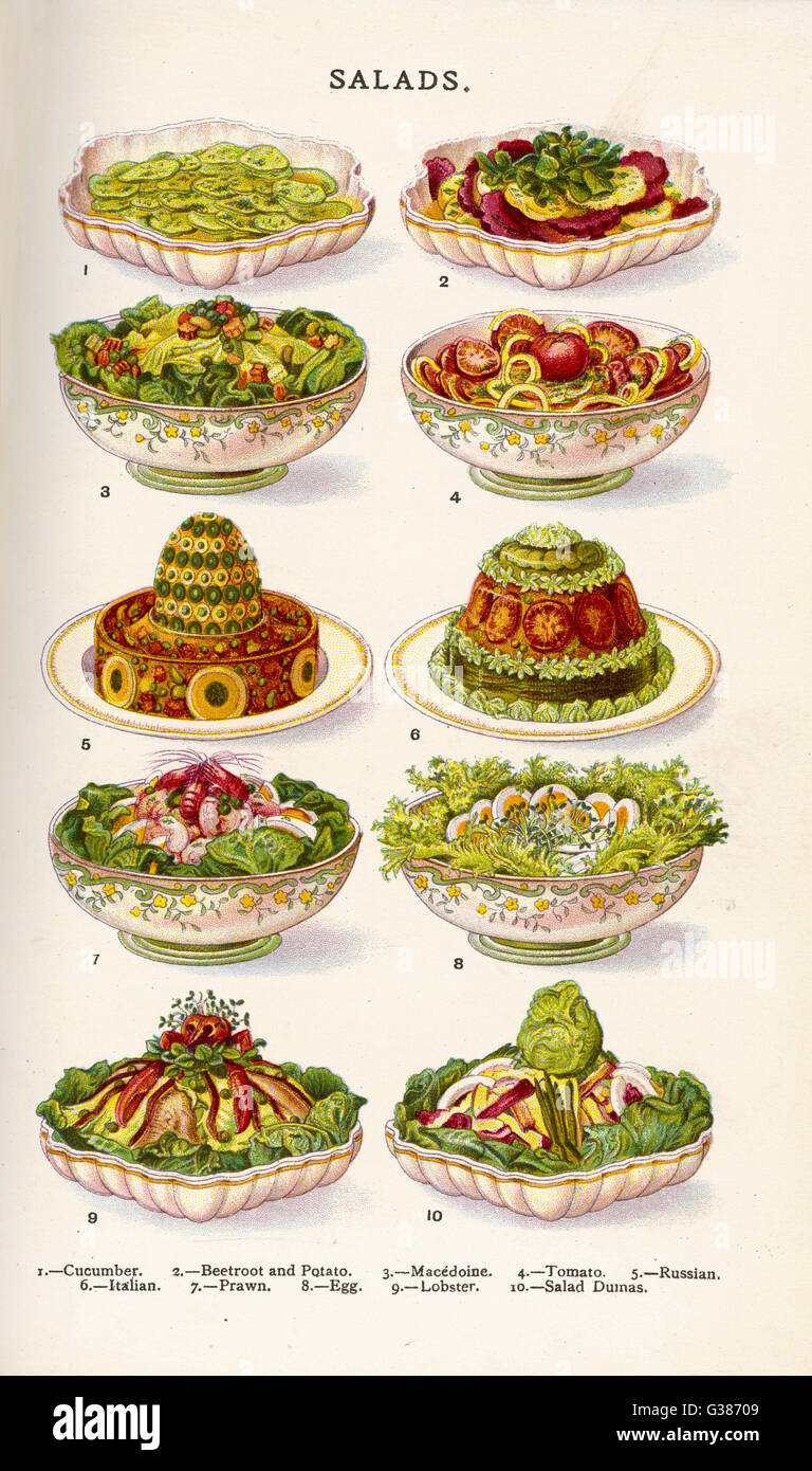 Des salades dans l'administration de la maison réservez Date : 1907 Banque D'Images