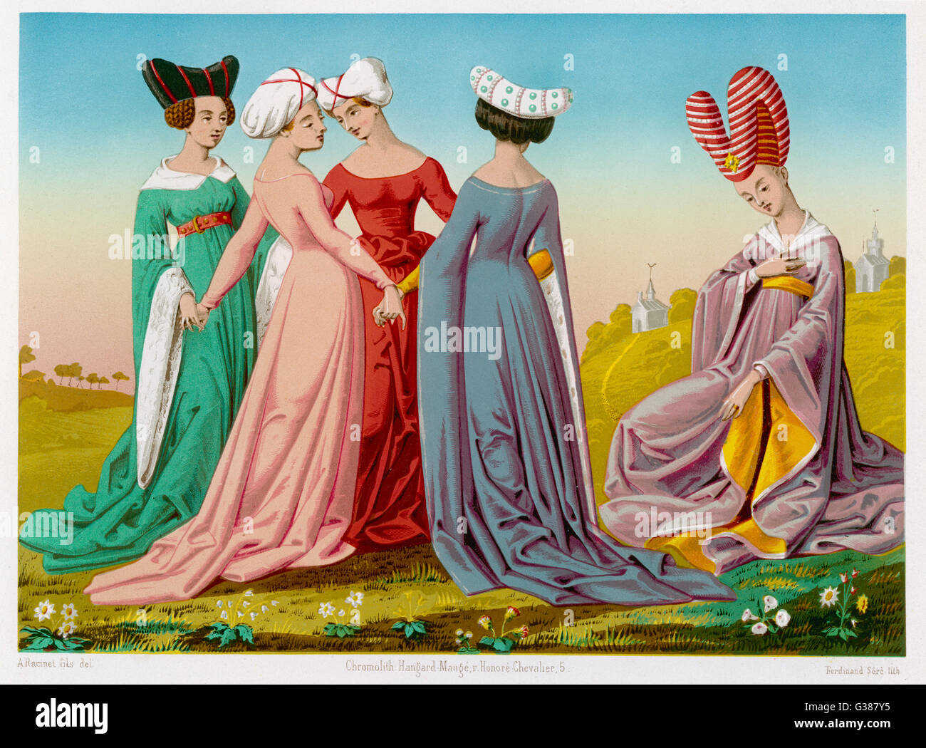 Costume - femmes - 15th siècle France Photo Stock - Alamy