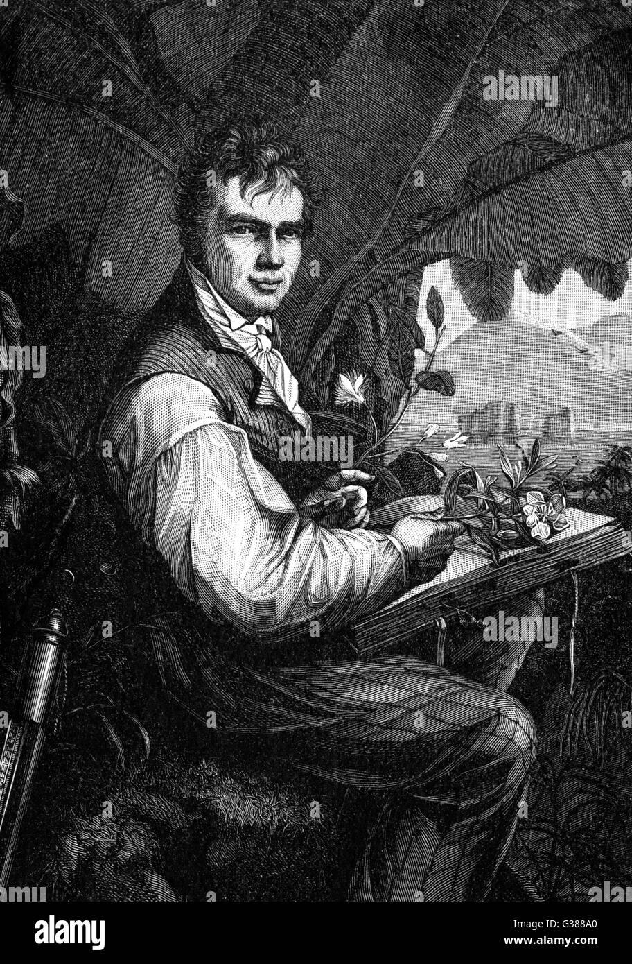 Le scientifique allemand ALEXANDER VON HUMBOLDT et voyageur représenté durant son voyage en Amérique du Sud, vers 1800 Date : 1769 - 1859 Banque D'Images
