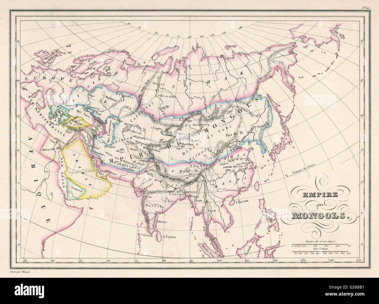 L'Empire mongol à sa mesure : a commencé par Gengis Khan au xiiie siècle, elle fut agrandie par Koubilaï khan mais se sont séparés après environ 1380 Date : vers 1300 Banque D'Images