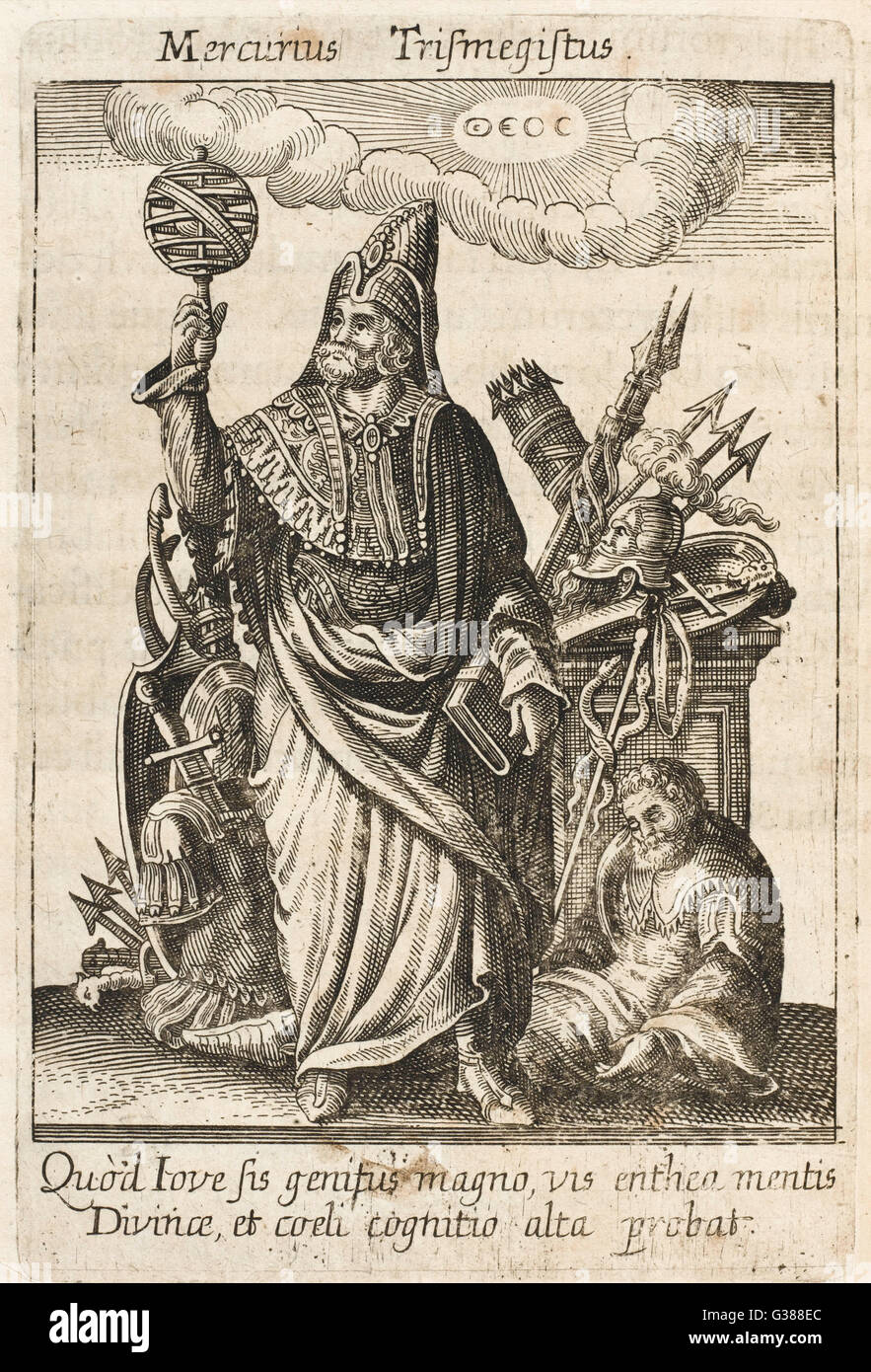 Hermès Trismégiste ( = trois fois plus grand-), perçue par les néoplatoniciens comme la divinité présidant de l'alchimie, possédant des pouvoirs oraculaires et magique Banque D'Images