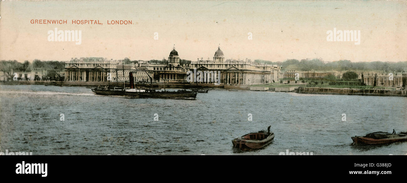 Vue sur le Greenwich Naval College and Hospital, Londres Banque D'Images