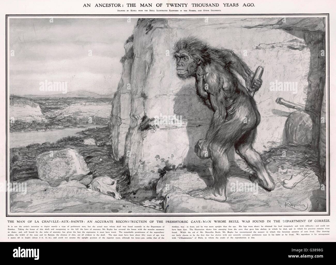 L'homme de Néanderthal (Corrèze) reconstruit à partir d'un crâne trouvé à la Chapelle-aux-Saints, France, en 1908/9 Date : vers 40 000 AV. Banque D'Images
