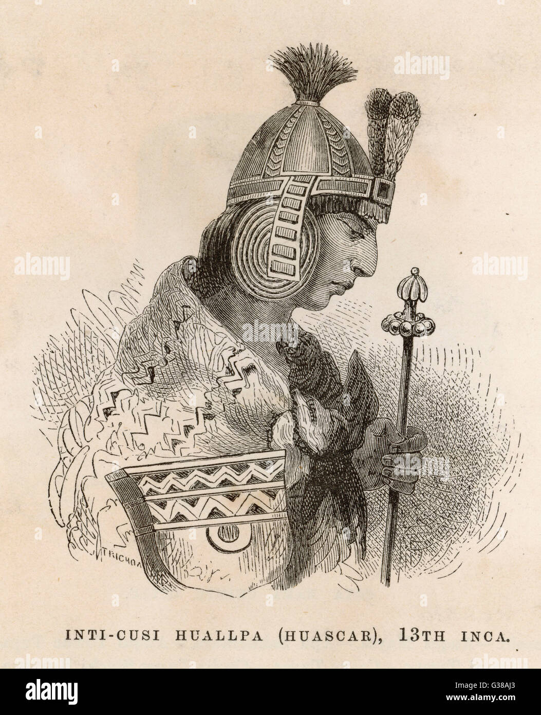WASHKAR ou Inca Huascar (INKA) (nom d'origine) Huallpar Zwatis Tupac EMPEREUR INCA DU PÉROU Date : 1500 - 1532 Banque D'Images