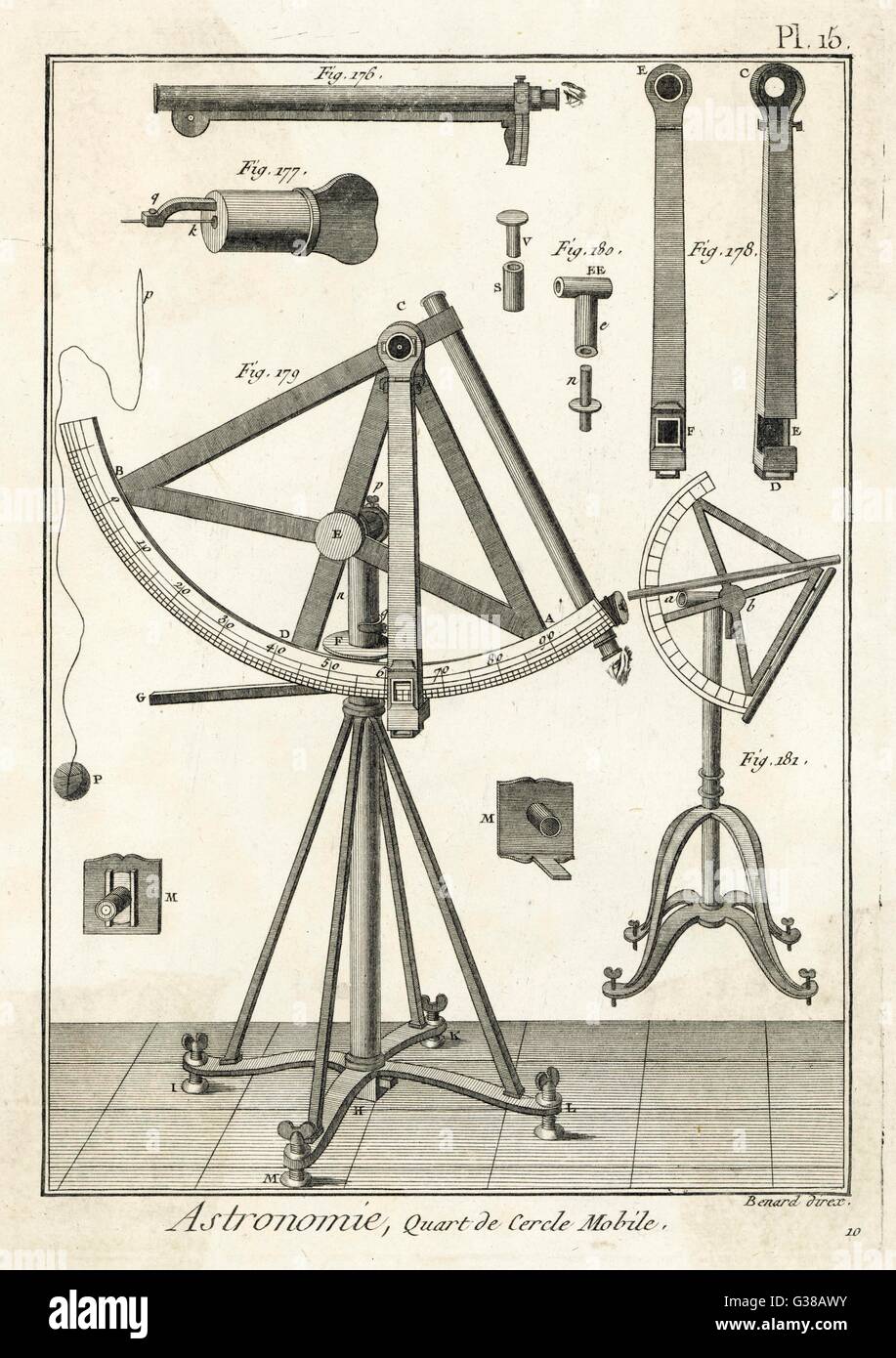 Un quadrant astronomique Date : 1760 Banque D'Images