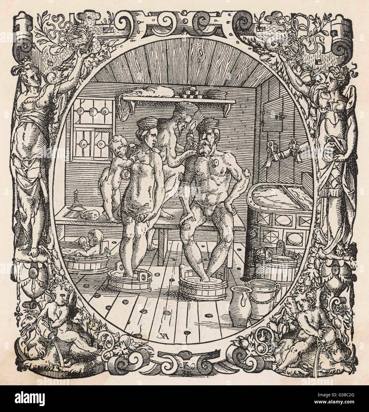 16THC BAIGNADE FAMILIALE Banque D'Images