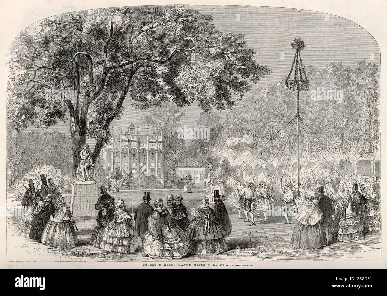 Le maypole dance à Cremorne Gardens Date : 1858 Banque D'Images