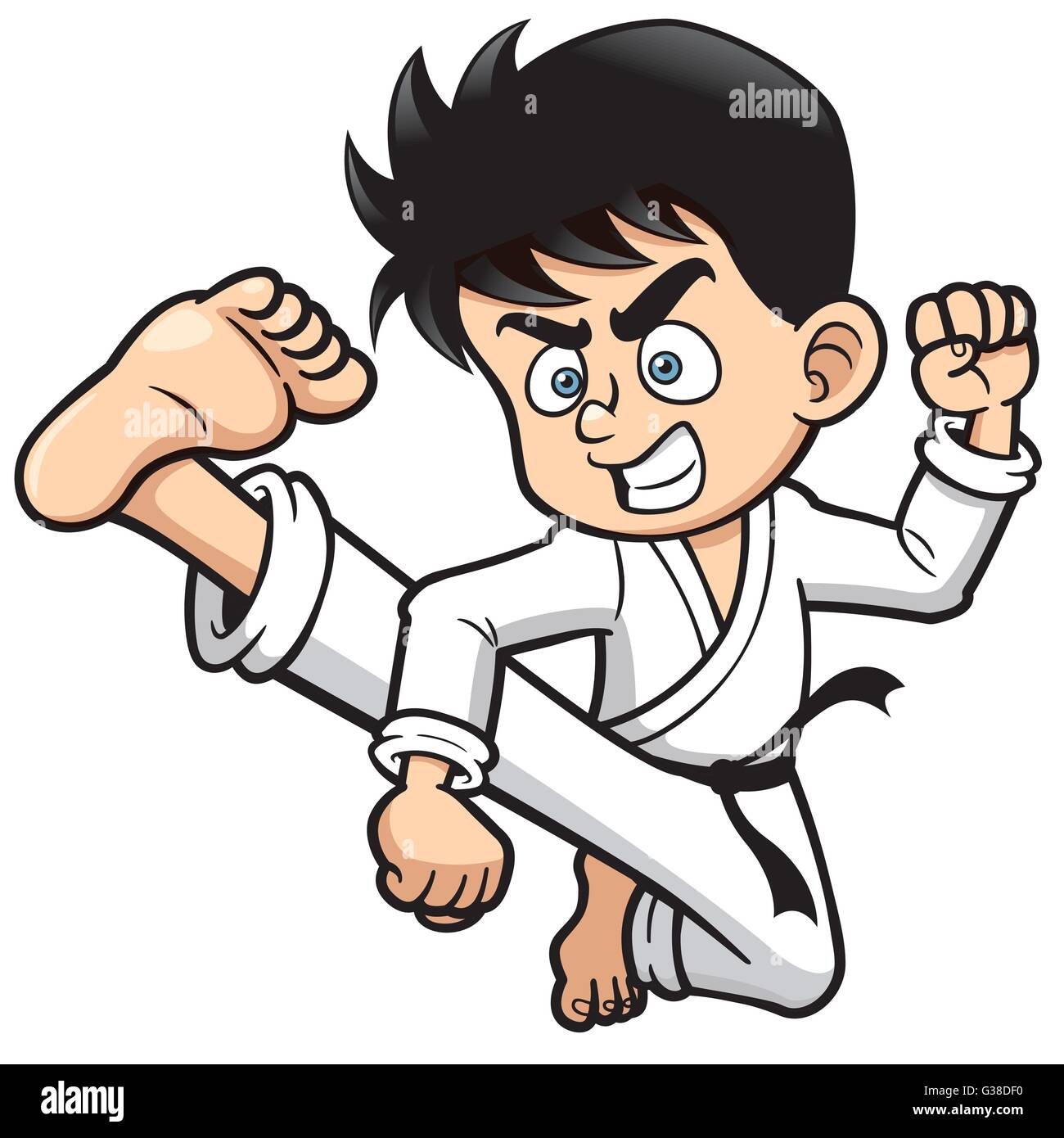 Illustration Vecteur de Cartoon Boy Karate kick Illustration de Vecteur