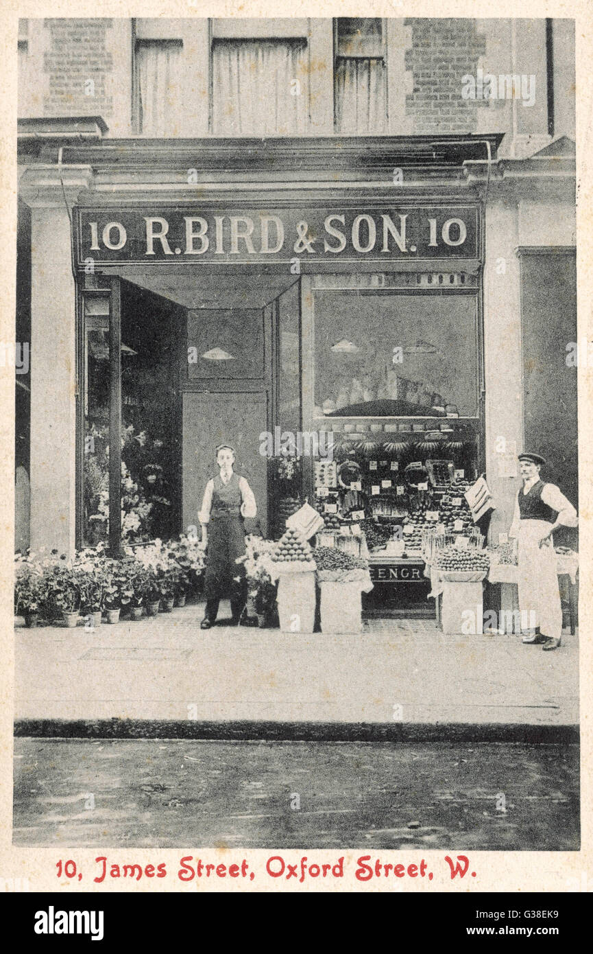 R Bird &AMP ; Fils, légumes, à 10 James Street, Londres Date : 1907 Banque D'Images