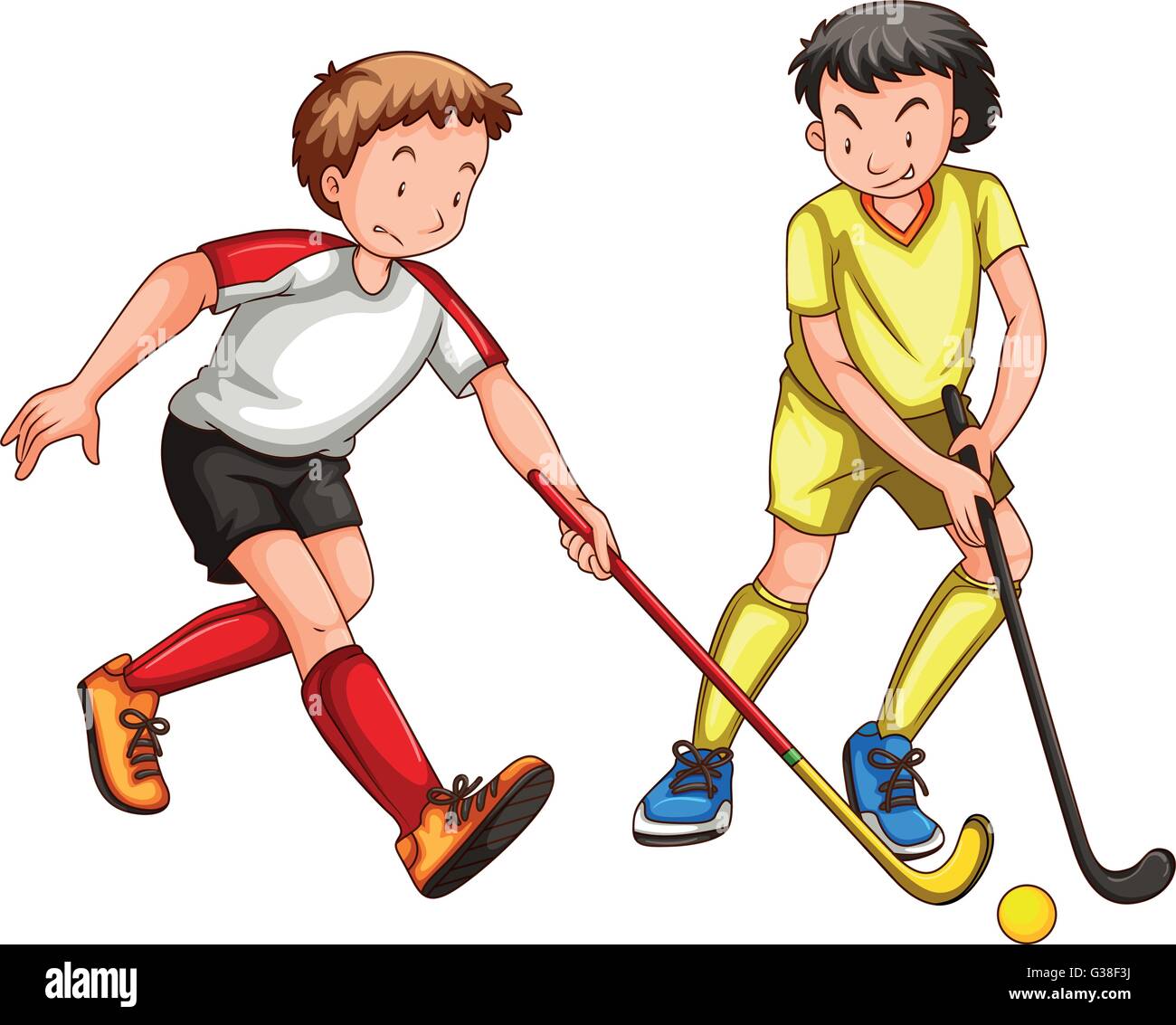 Deux hommes jouant au hockey au sol illustration Illustration de Vecteur