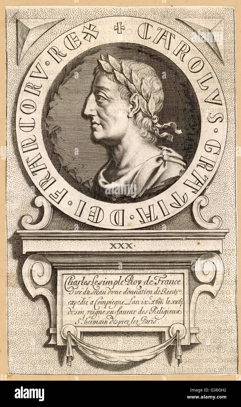 CHARLES III LE SIMPLE, roi de France Date : 879 - 929 Banque D'Images