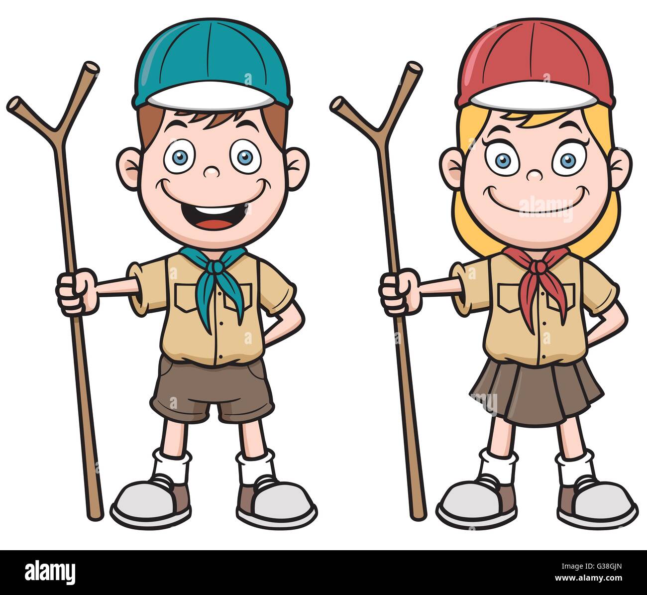 Vector illustration de Cartoon kids Scout Image Vectorielle Stock - Alamy