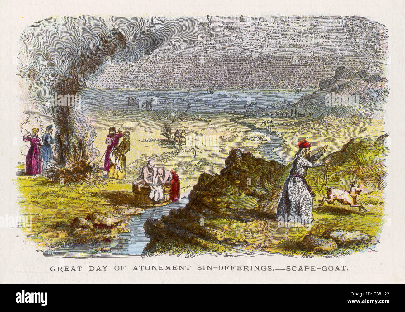Le Grand Jour des Expiations - sur laquelle les Juifs faire sin- Offres, après quoi leur wickednesses sont emportés dans le désert par un bouc émissaire Date : vers 1850 Banque D'Images