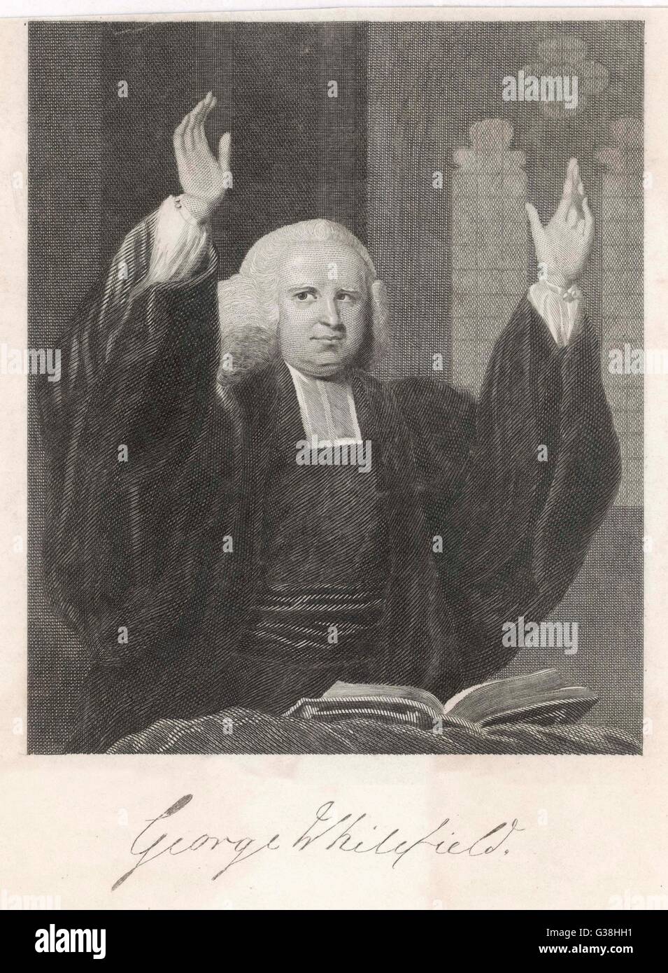 GEORGE WHITEFIELD prédicateur méthodiste représenté dans l'acte de prédication Date : 1714 - 1770 Banque D'Images
