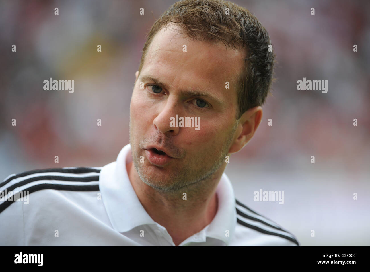 L'entraîneur-chef de Francfort Sascha Lewandowski est perçu au cours de la Bundesliga match entre l'Eintracht Francfort et Bayer 04 Leverkusen au Commerzbank-Arena à Francfort am Main, Allemagne, 25 août 2012. Photo : Arne Dedert | conditions dans le monde entier Banque D'Images