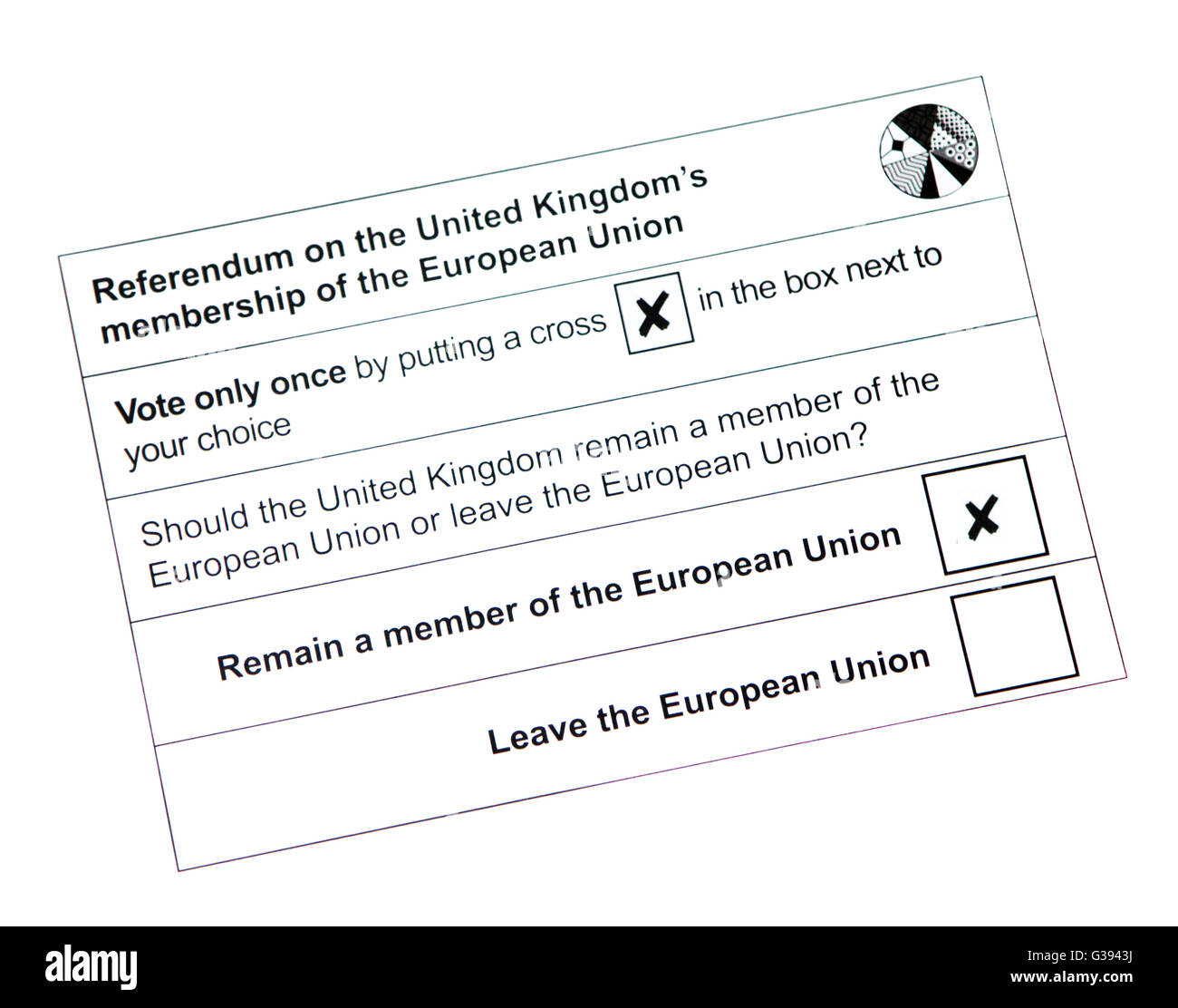 2016 ALSACE Union Européenne Référendum Vote postal Bulletin Banque D'Images