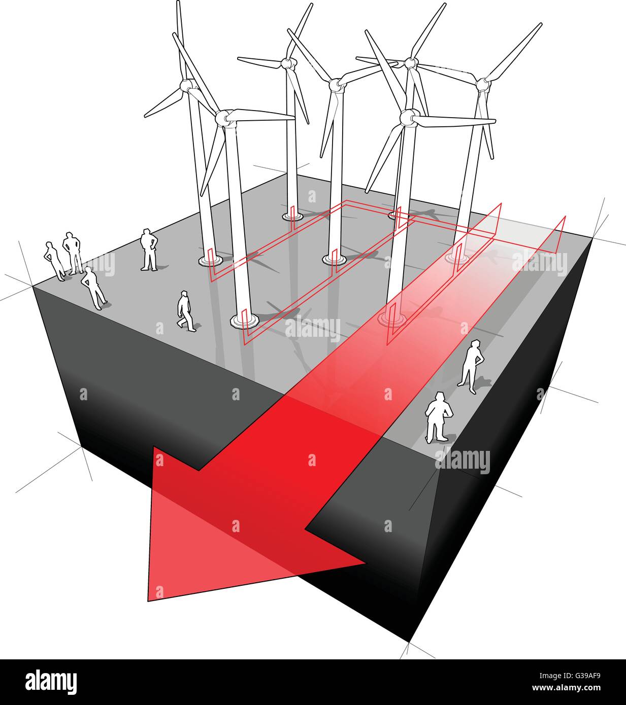 Schéma de éoliennes Illustration de Vecteur