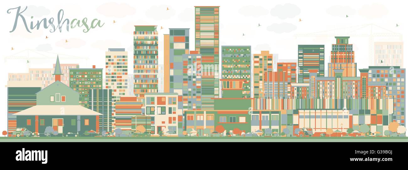 Abstract Skyline de Kinshasa avec la couleur des bâtiments. Vector Illustration. Les voyages d'affaires et tourisme Concept avec les bâtiments historiques Illustration de Vecteur