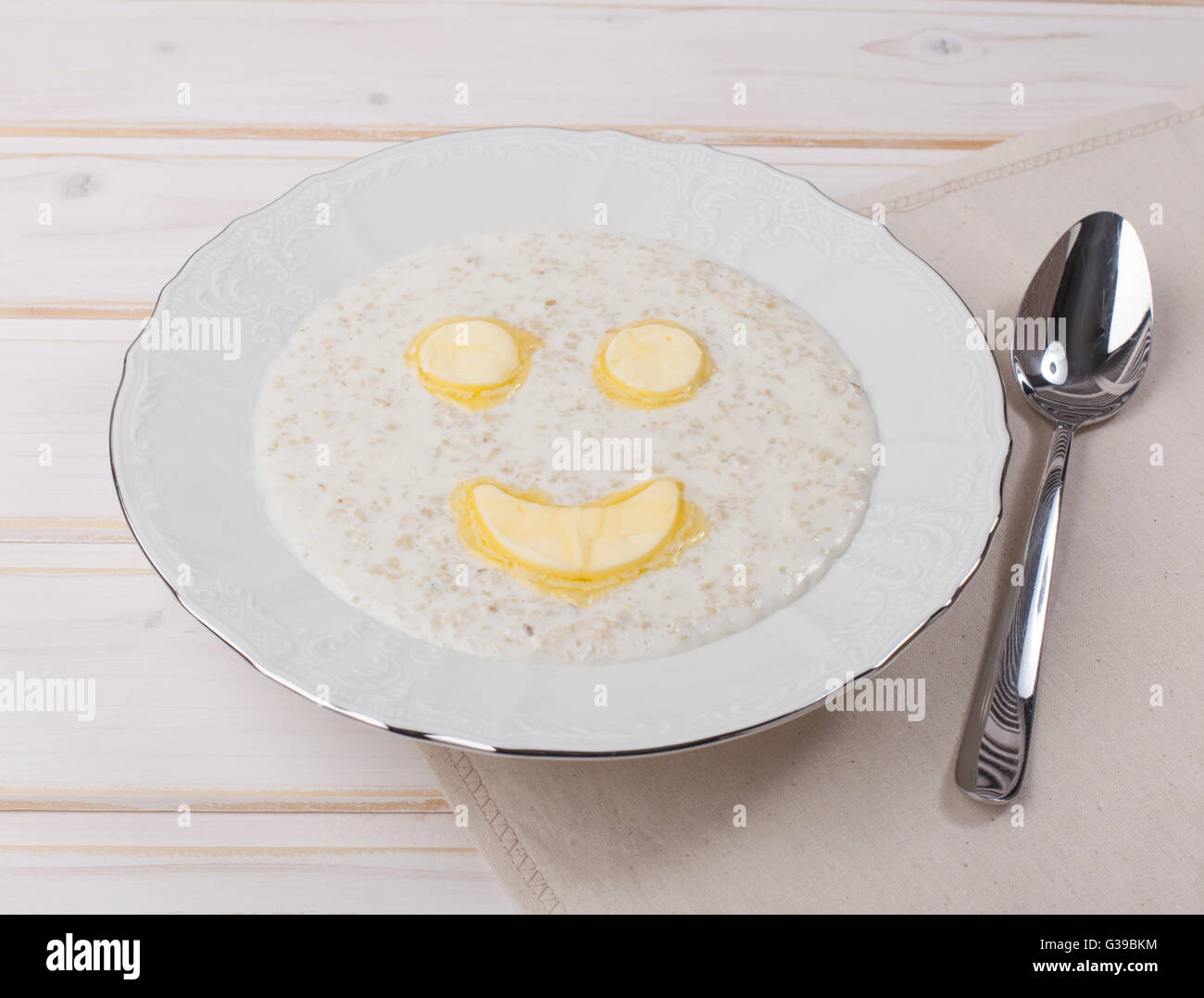 Porridge smiling Banque D'Images