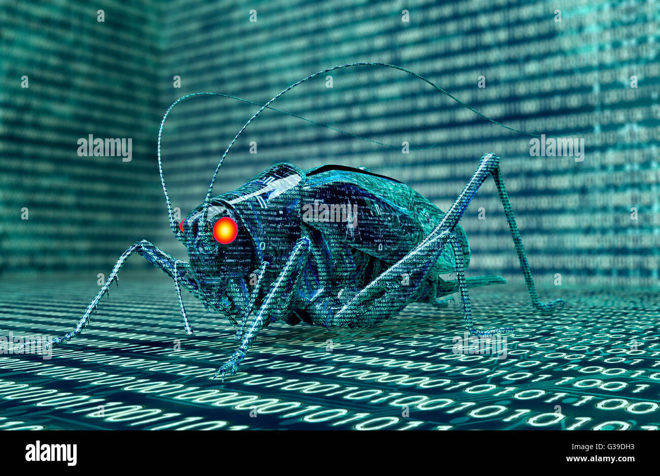 Concept de sécurité numérique bug informatique dans l'environnement électronique. Banque D'Images