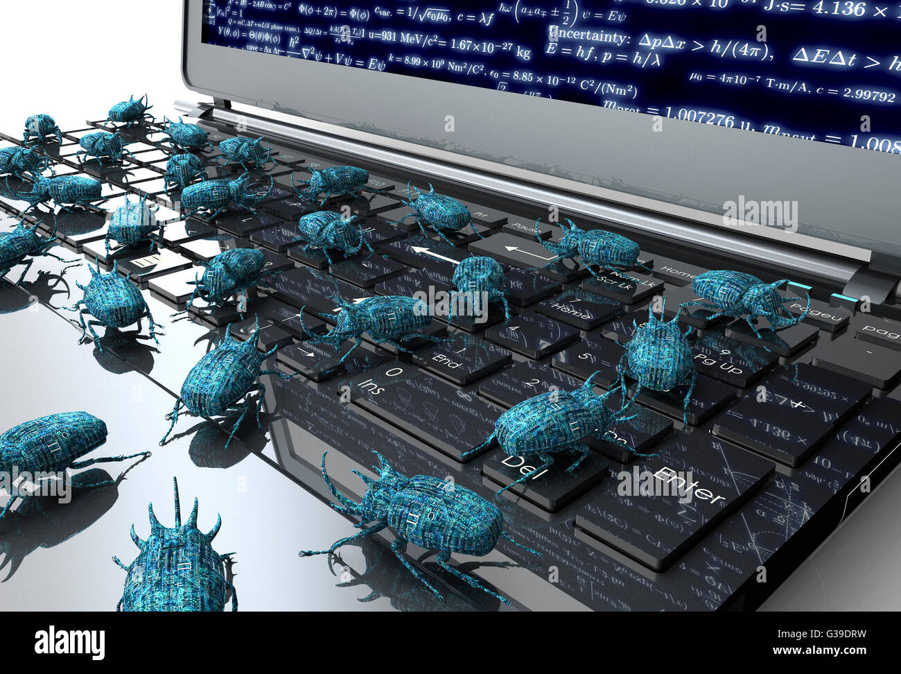 Concept de sécurité numérique d'écoute électronique sur le clavier de l'ordinateur, 3D illustration Banque D'Images