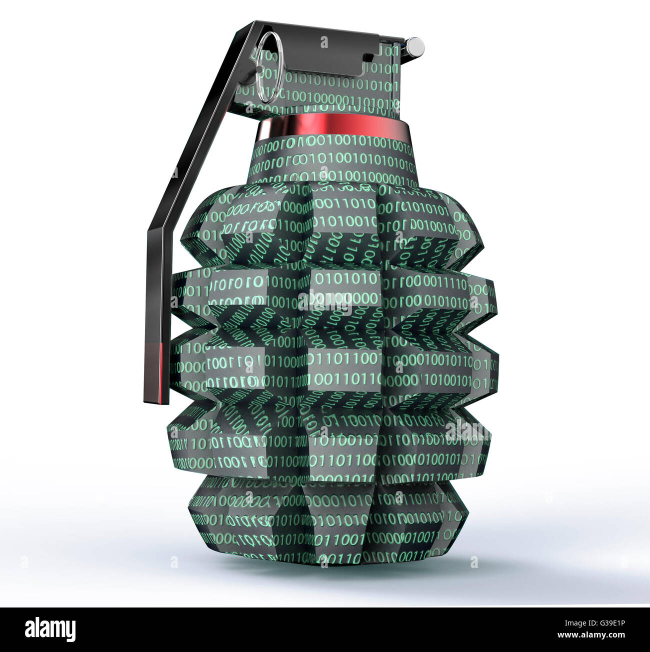 Concept cyber terrorisme bombe ordinateur isolé sur blanc, 3d illustration Banque D'Images