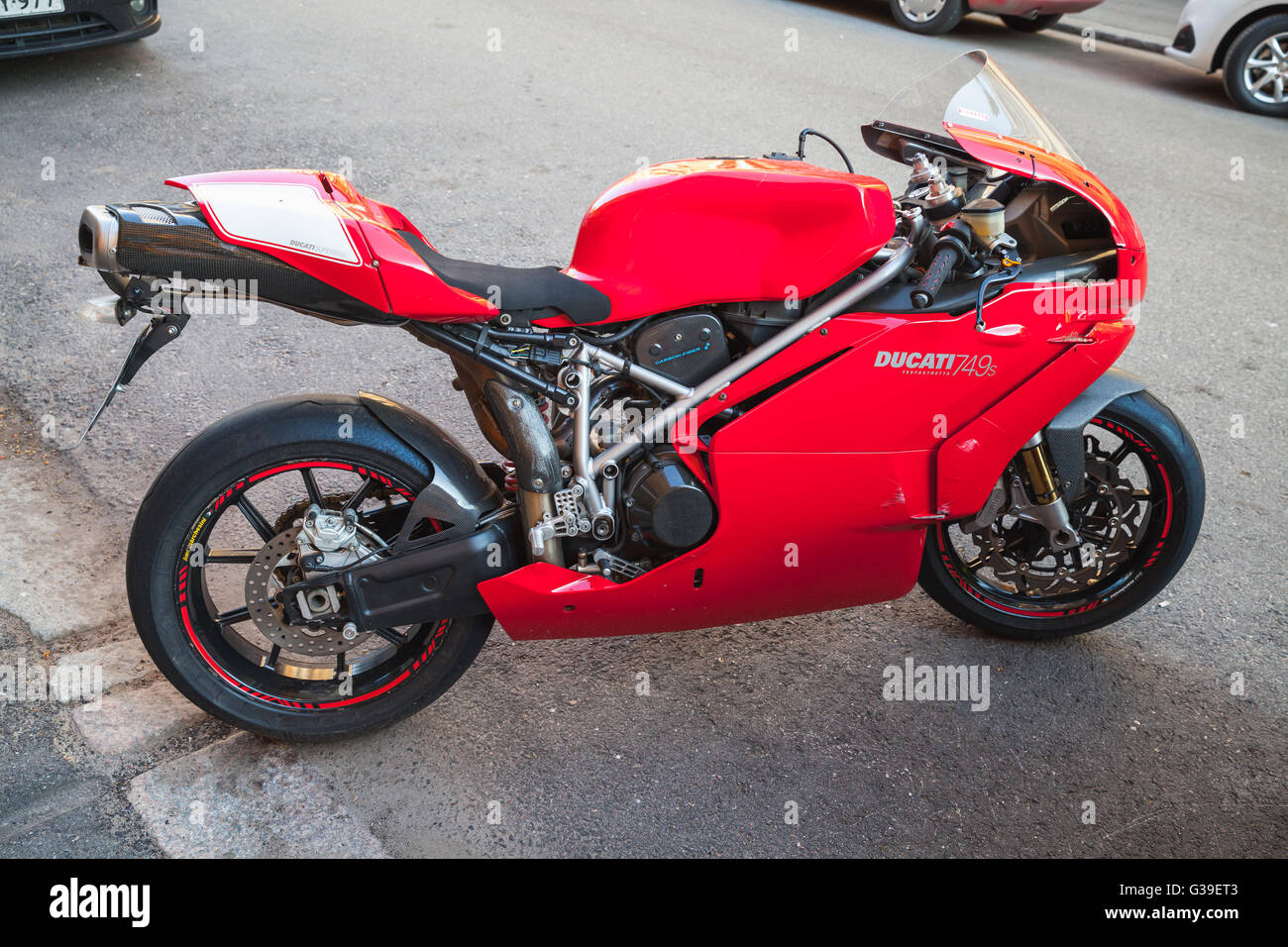 Helsinki, Finlande - 21 mai 2016 : Ducati 749, c'est un V-twin Desmodromic actionnés par moteur sport bike Ducati Motor Banque D'Images