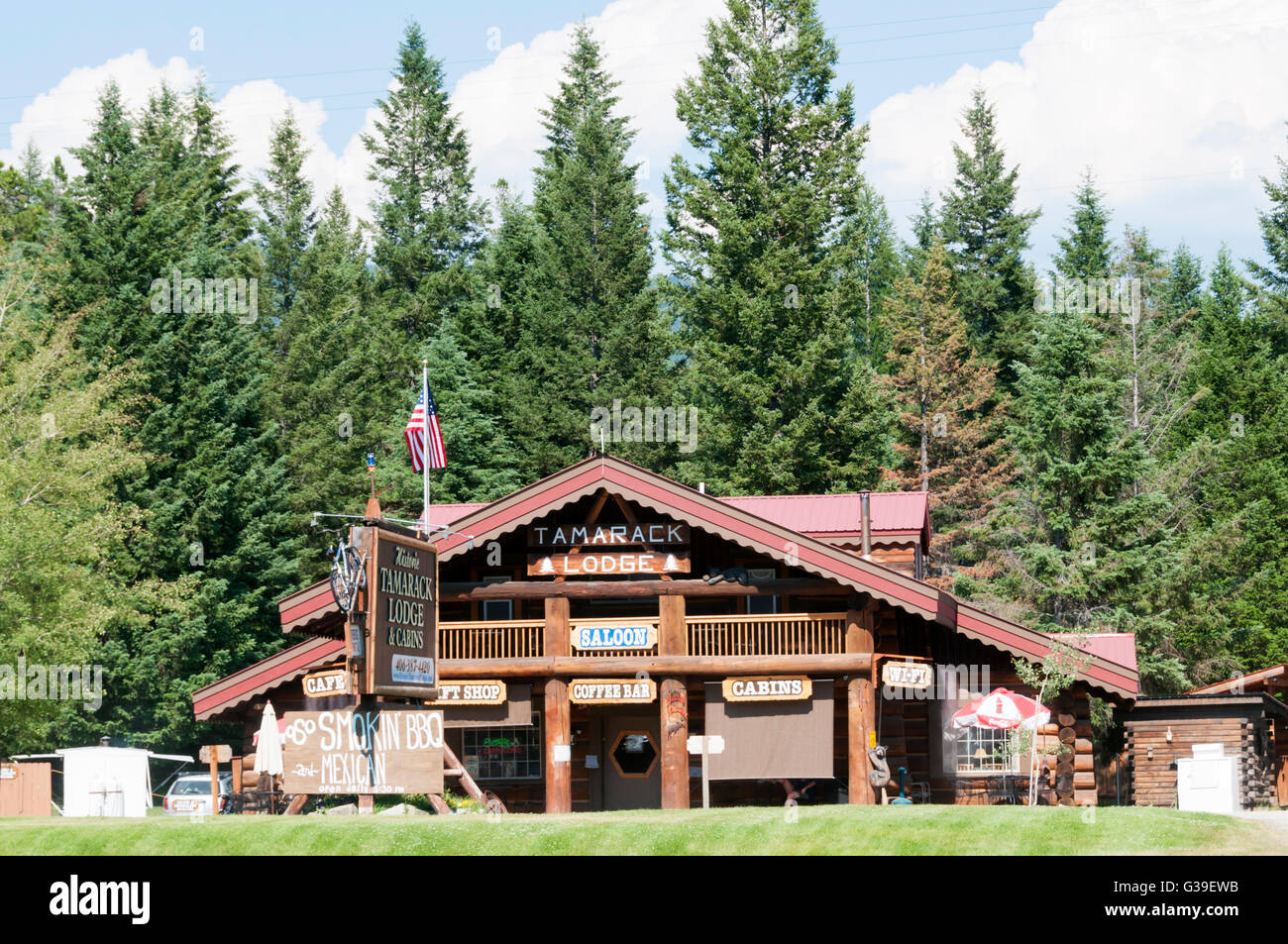Tamarack Lodge & Cabins à Hungry Horse, Montana, USA Banque D'Images