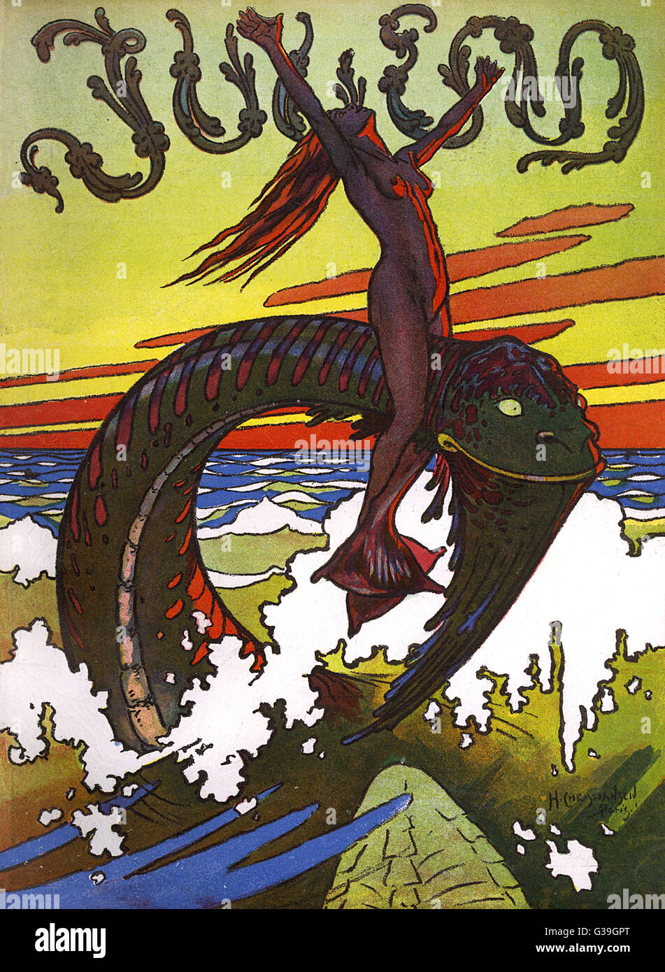 SERPENT DE MER ET SIRÈNE Banque D'Images