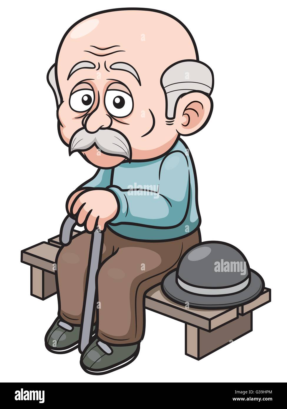 Cartoon Vector illustration de vieil homme assis banc Illustration de Vecteur