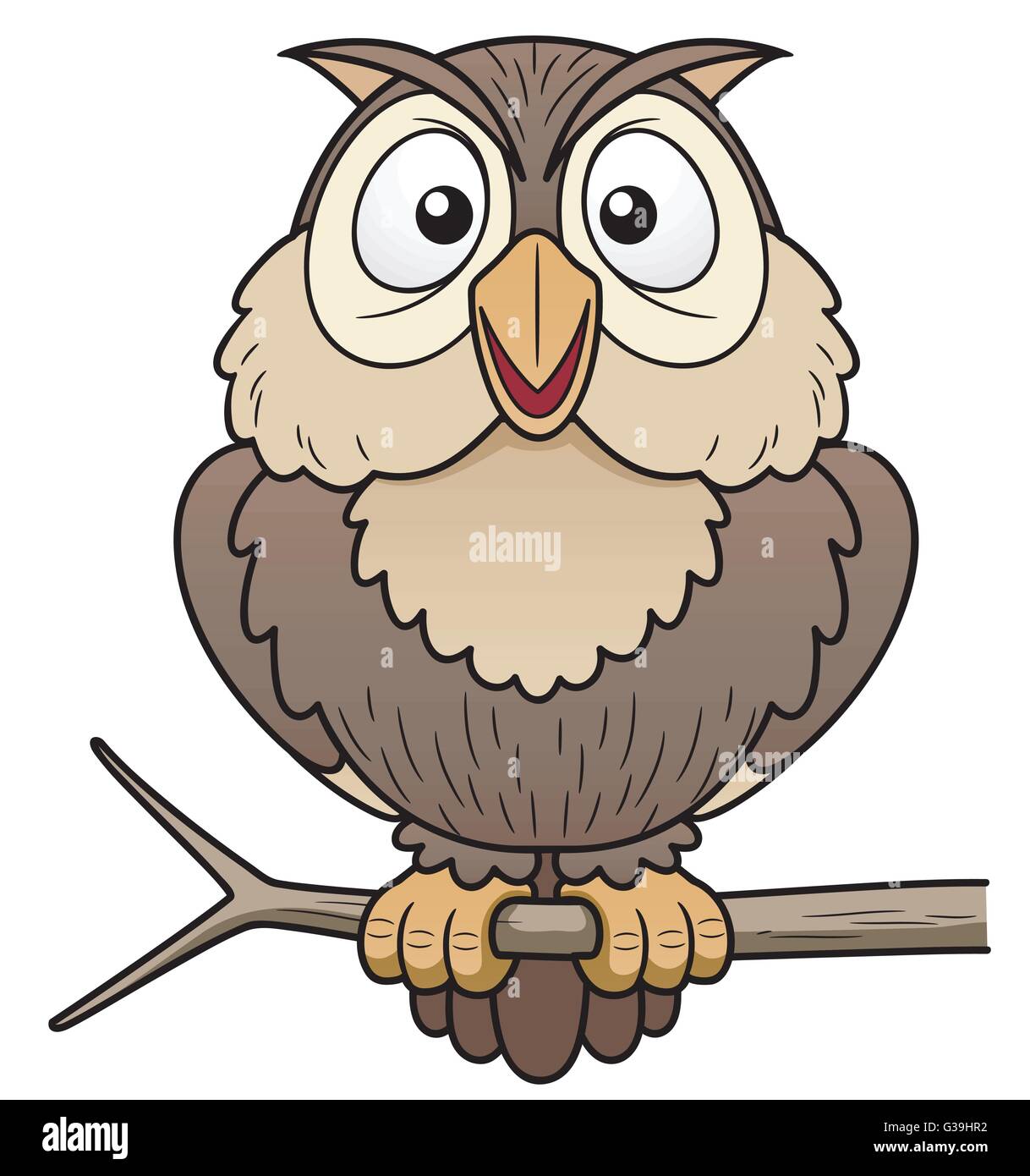 Illustration Vecteur de Cartoon Owl sitting on tree branch Illustration de Vecteur