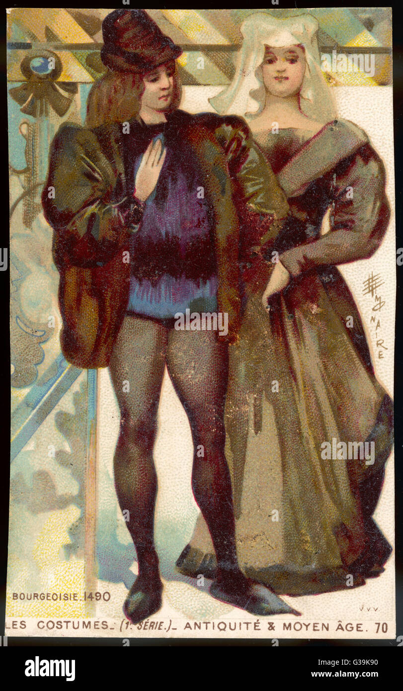 Costume - 1490 bourgeoisie Banque D'Images