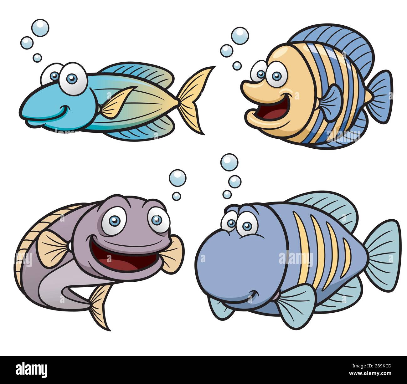 Vector illustration de l'ensemble du poisson de mer Cartoon Illustration de Vecteur