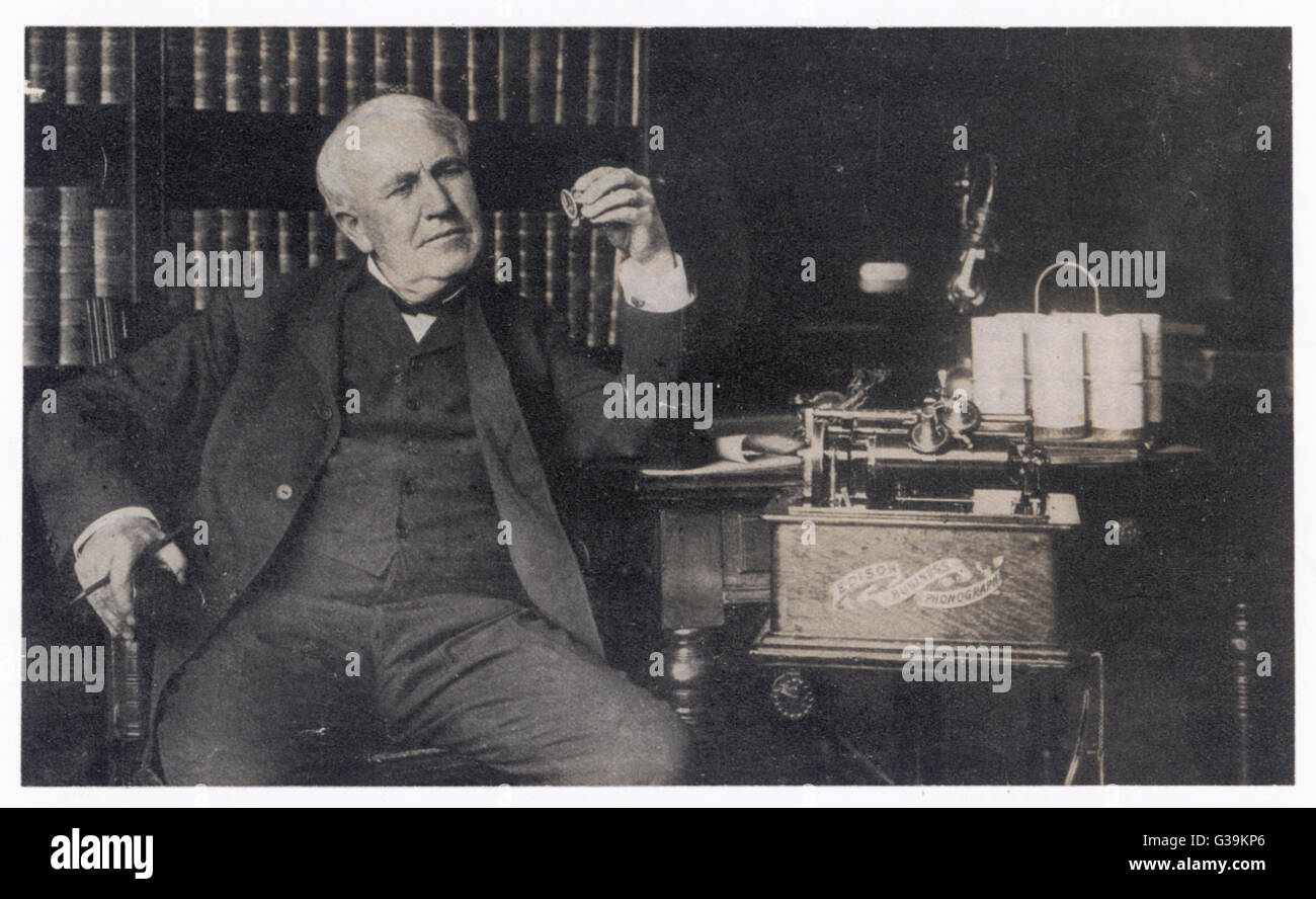 THOMAS Alva Edison inventeur américain avec son entreprise Edison Phonograph Date : 1847 - 1931 Banque D'Images