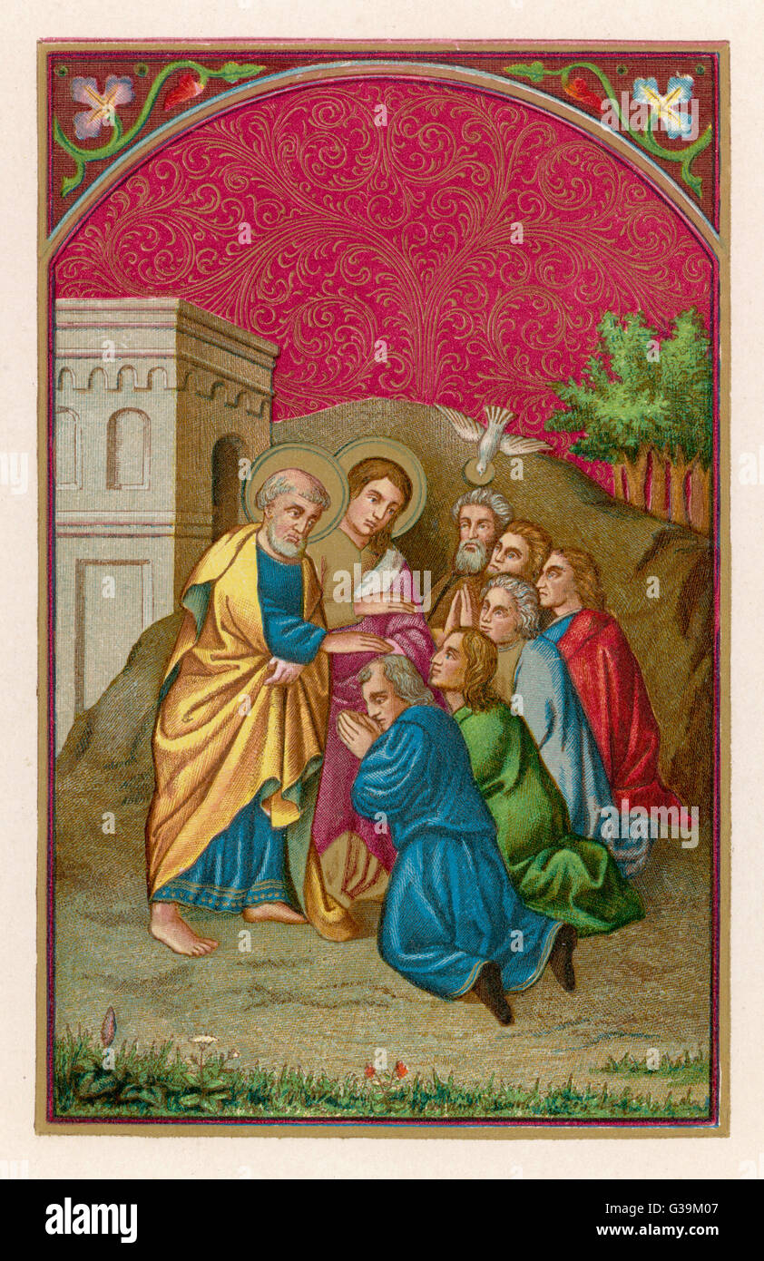 Convertir les païens en Samarie : l'Esprit Saint, sous la forme d'une colombe, est aussi présent, transportant un saint Sacrement dans son bec Date : 1er siècle Banque D'Images